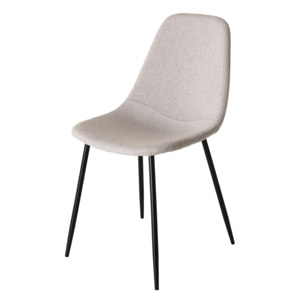 TOM - Lot de 2 chaises tissu blanc écru pieds métal noir