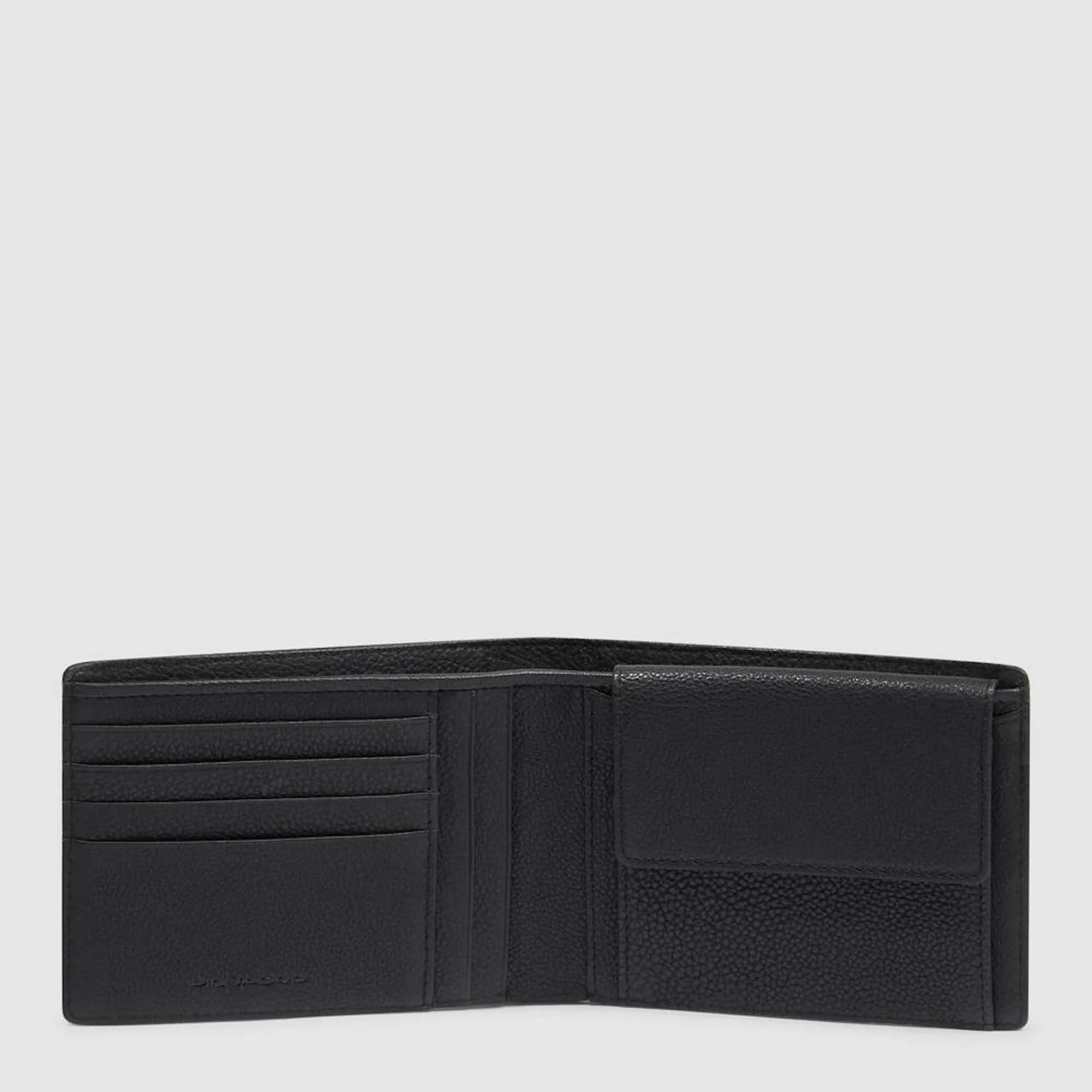 Piquadro Portafogli in tessuto riciclato e pelle con portamonete, schermato con protezione RFID