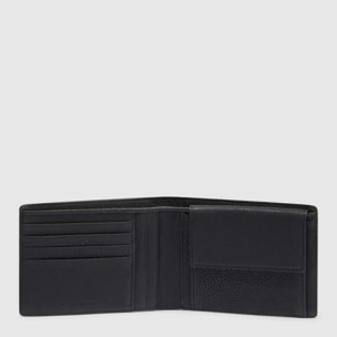 Piquadro Portafogli in tessuto riciclato e pelle con portamonete, schermato con protezione RFID