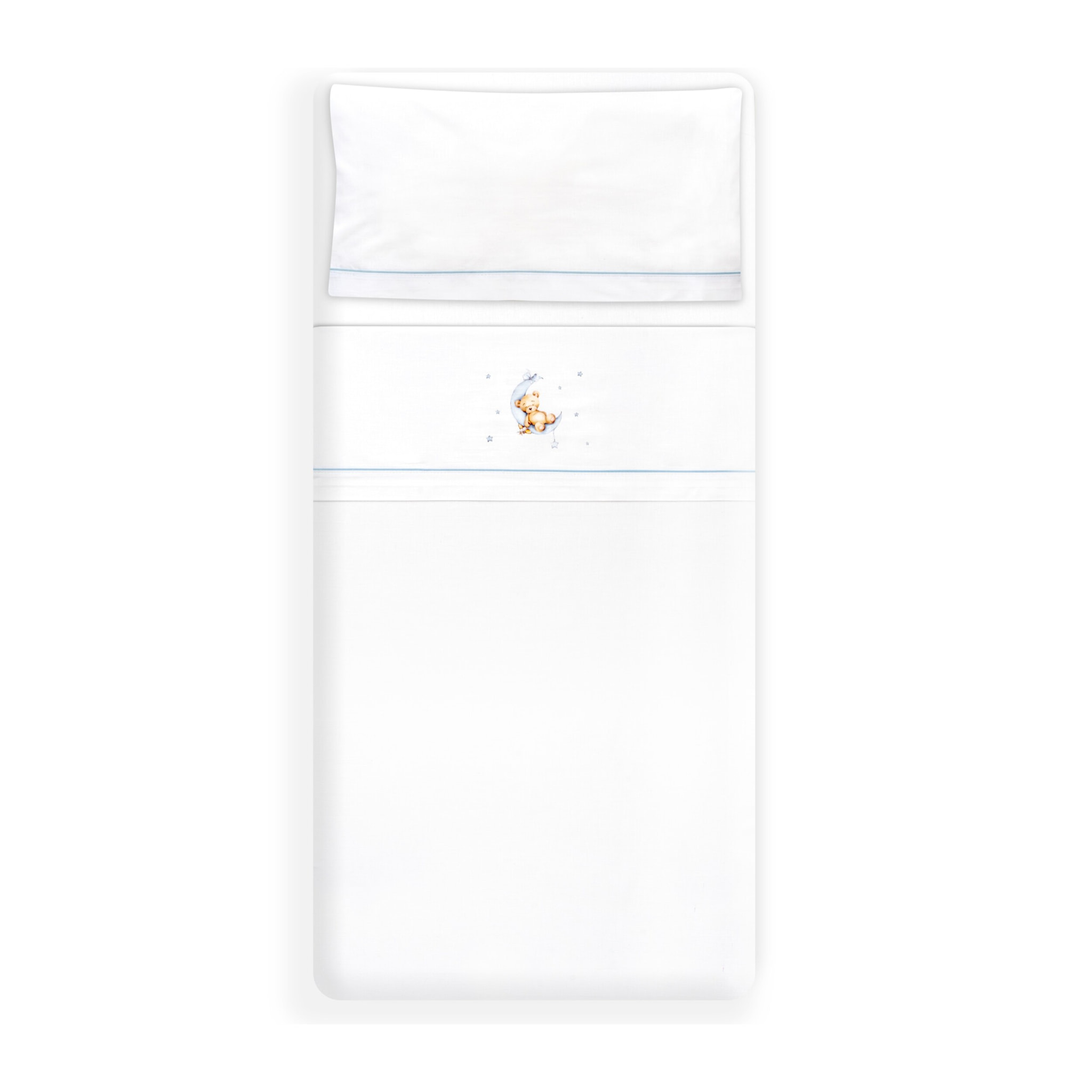 Triptico Coche Estampado Oso Luna Estrellas Bco/Azul