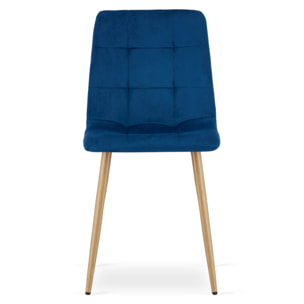 Set di 2 sedie Kara in velluto blu e gambe effetto legno