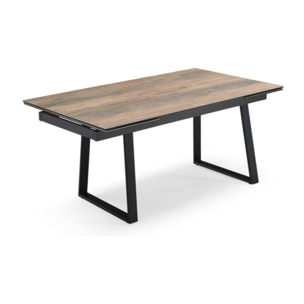 Table extensible céramique effet bois 180/260 cm pieds métal - UNIK
