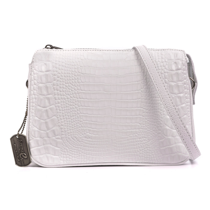 Arzergrande borsa a tracolla in pelle autentica dollaro con parte frontale in rilievo coccodrillo