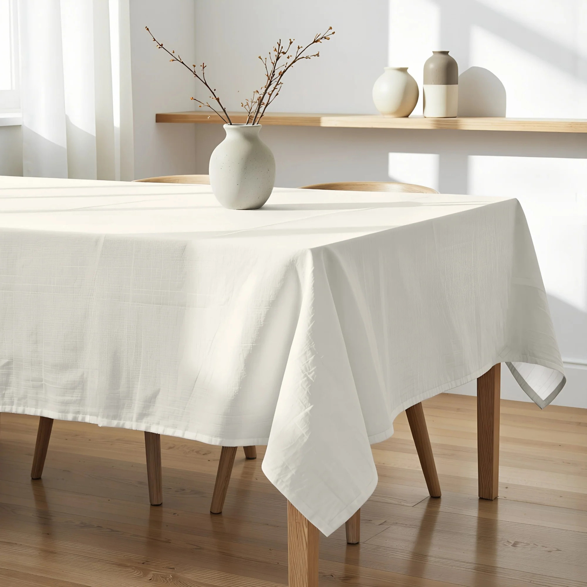 Nappe enduite Uni brut 102 - 100% coton - traitement antitaches - Beige Clair - 155x155 cm