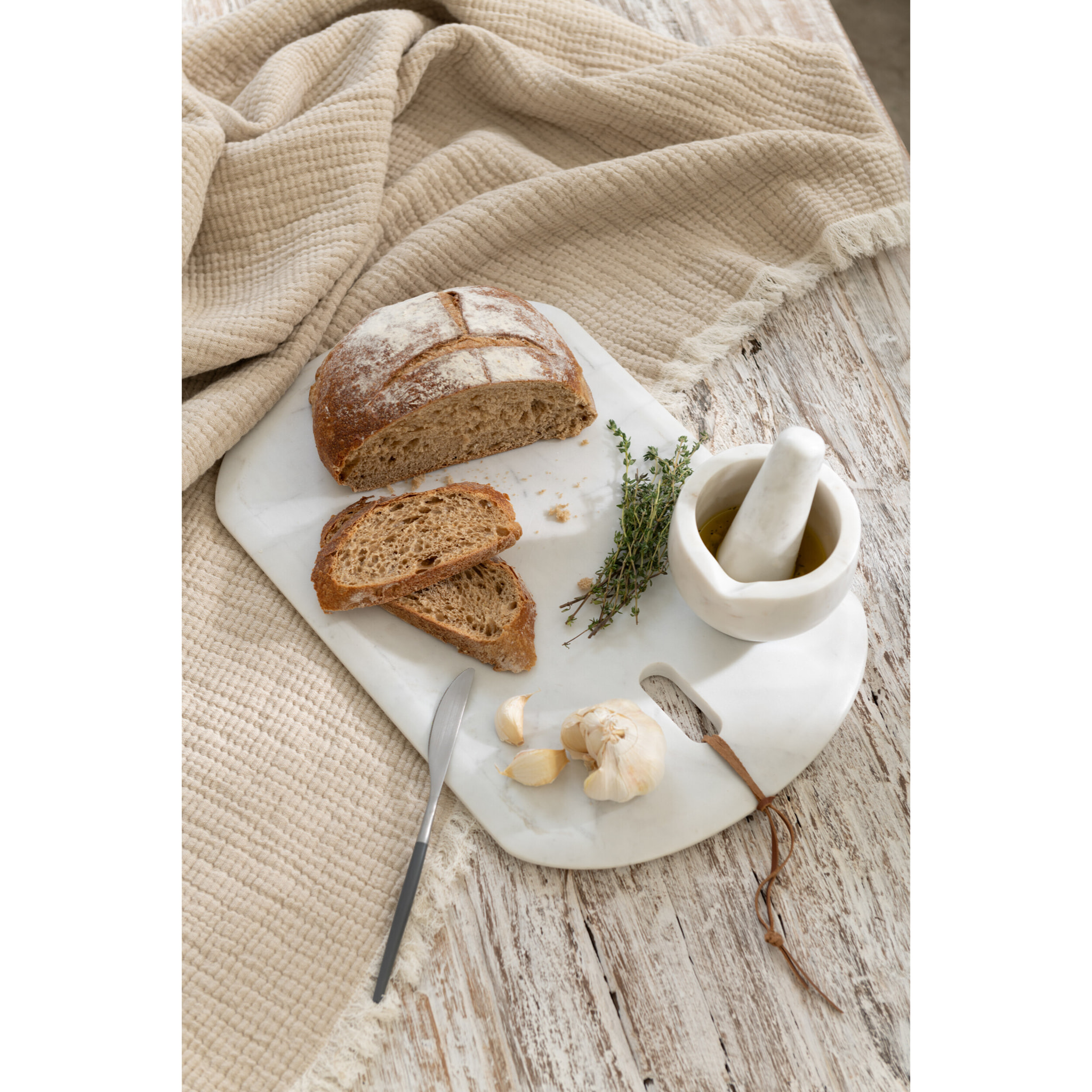 J-Line mortier + Pilon - marbre - blanc