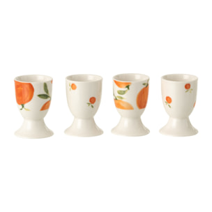J-Line Coquetier Orange - céramique - blanc/orange - set de 4