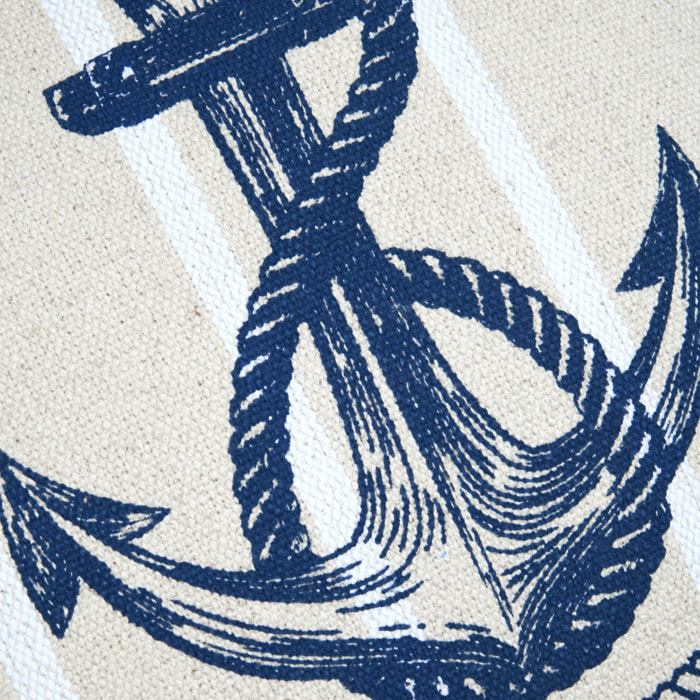 Coussin coton motif ancre - Bleu Marine