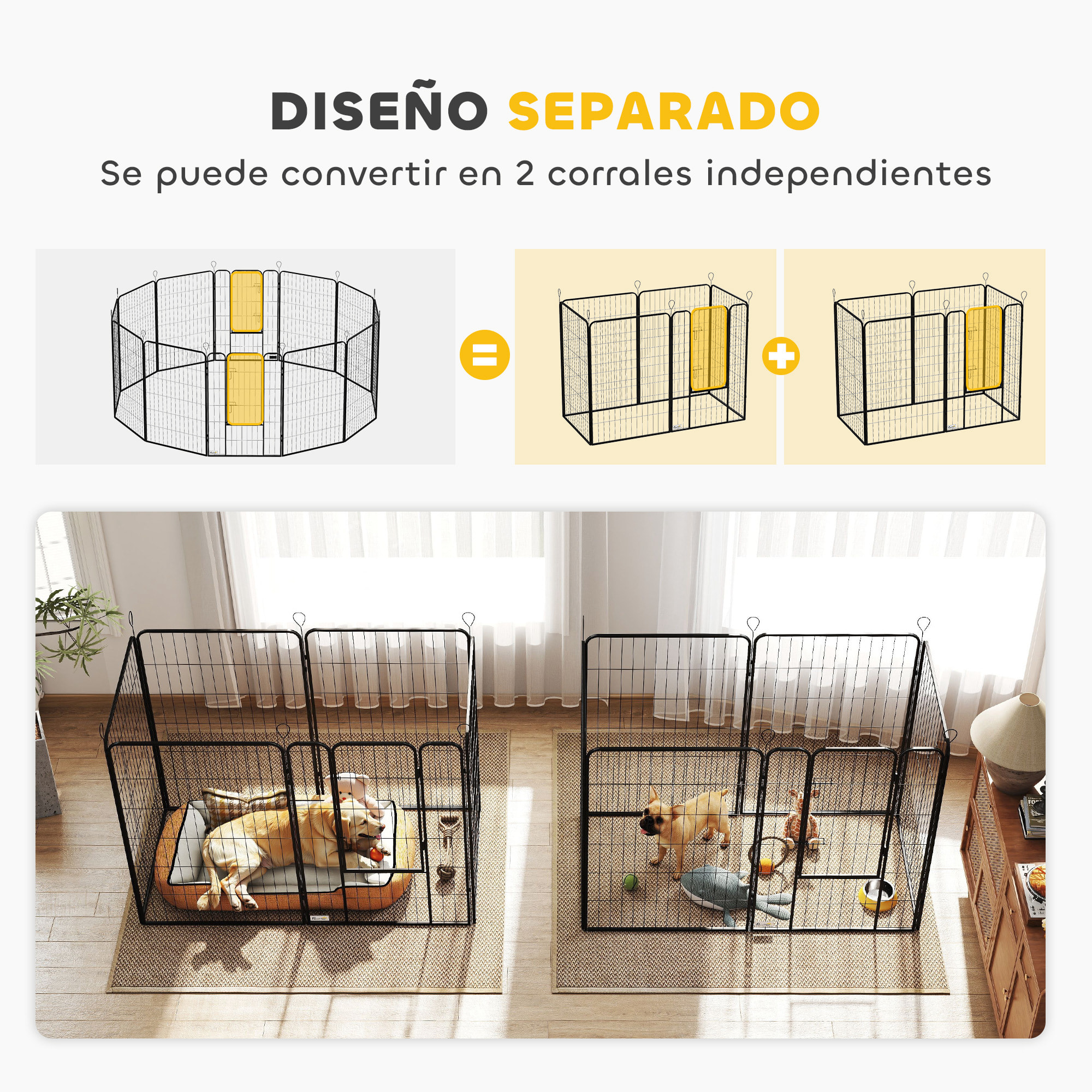 Parque para Perros Vallas para Mascotas de 12 Paneles 80x120 cm con 2 Puertas con Pestillo Corralito para Perros Grandes Medianos y Pequeños de Acero para Interior y Exterior Negro