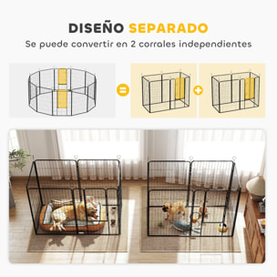 Parque para Perros Vallas para Mascotas de 12 Paneles 80x120 cm con 2 Puertas con Pestillo Corralito para Perros Grandes Medianos y Pequeños de Acero para Interior y Exterior Negro