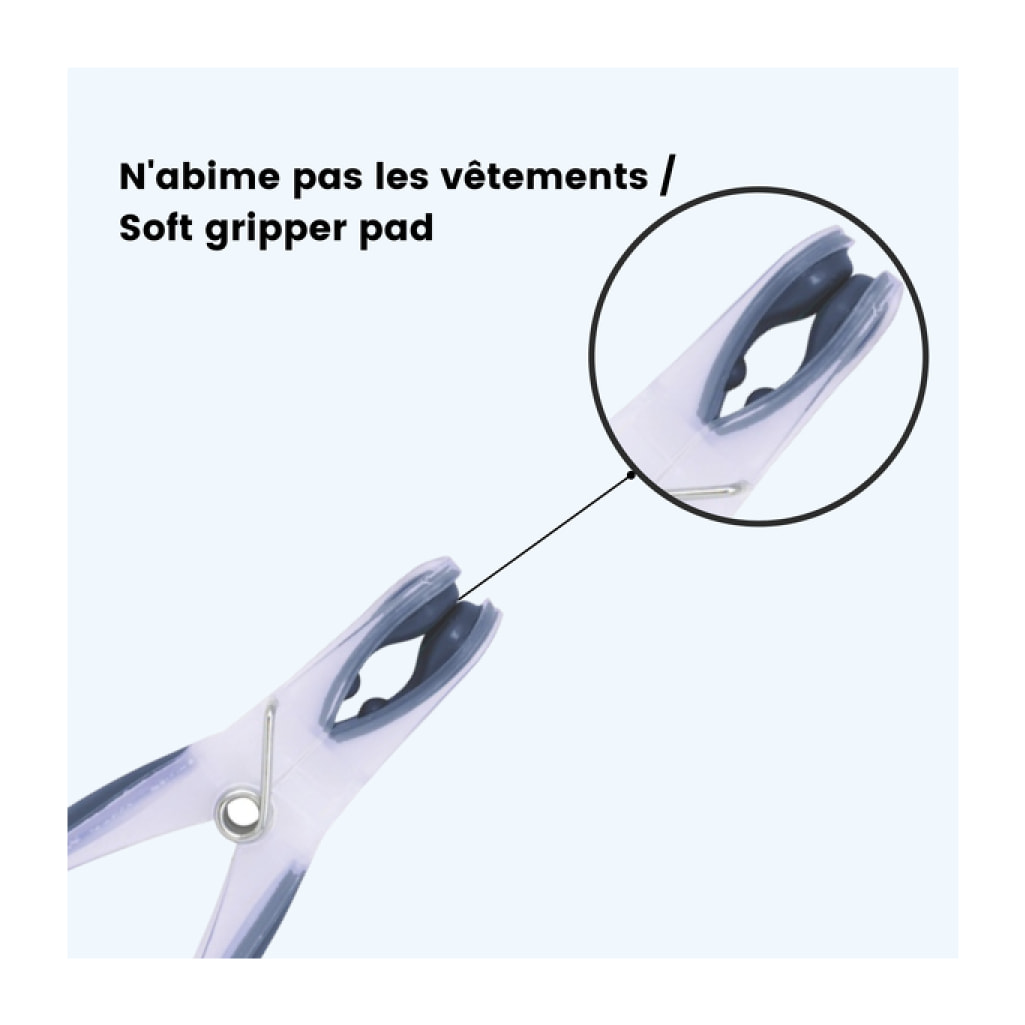 Lot de 12 Pinces à  linge Bi matiere Gris MSV