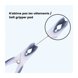 Lot de 12 Pinces à  linge Bi matiere Gris MSV
