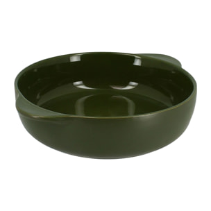 Plat à four rond en grès vert OCTAVE