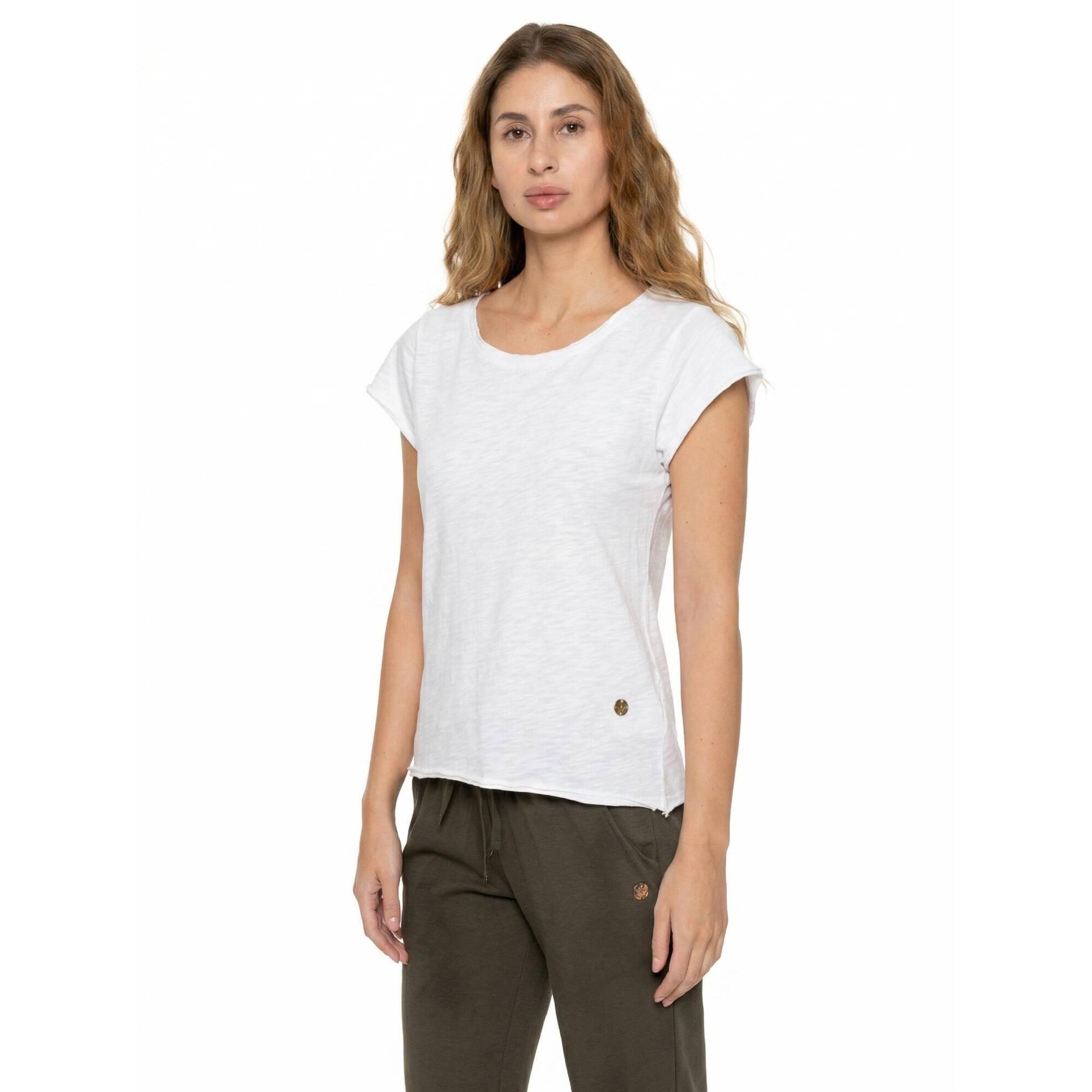 Camiseta de manga corta estilo safari urbano para mujer