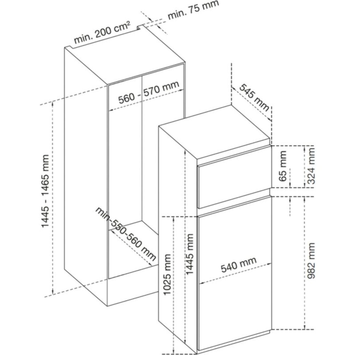 Réfrigérateur 2 portes encastrable AIRLUX ARI200DA 145cm