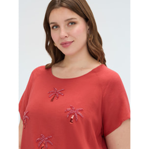 Fiorella Rubino - Top con applicazioni paillettes e nodo - Arancione