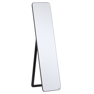 Miroir sur pied et mural rectangulaire dim. 37L x 43l x 156H cm verre MDF noir