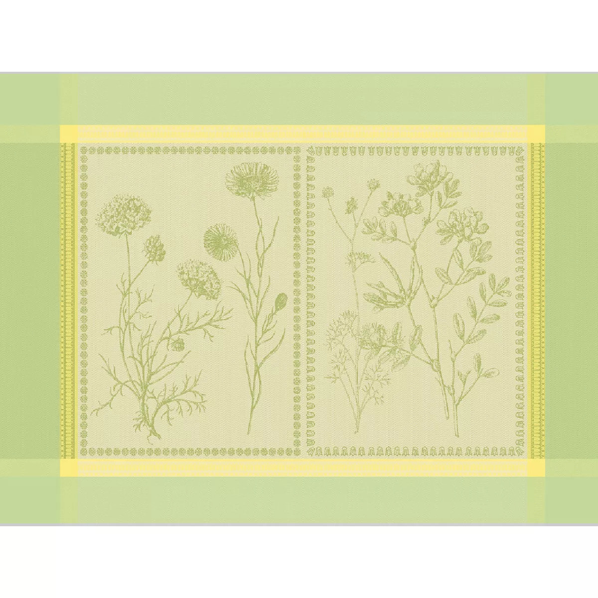 Set pur coton anti tache motif jacquard Herbora prairie