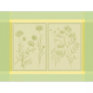 Set pur coton anti tache motif jacquard Herbora prairie