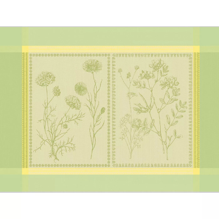 Set pur coton anti tache motif jacquard Herbora prairie