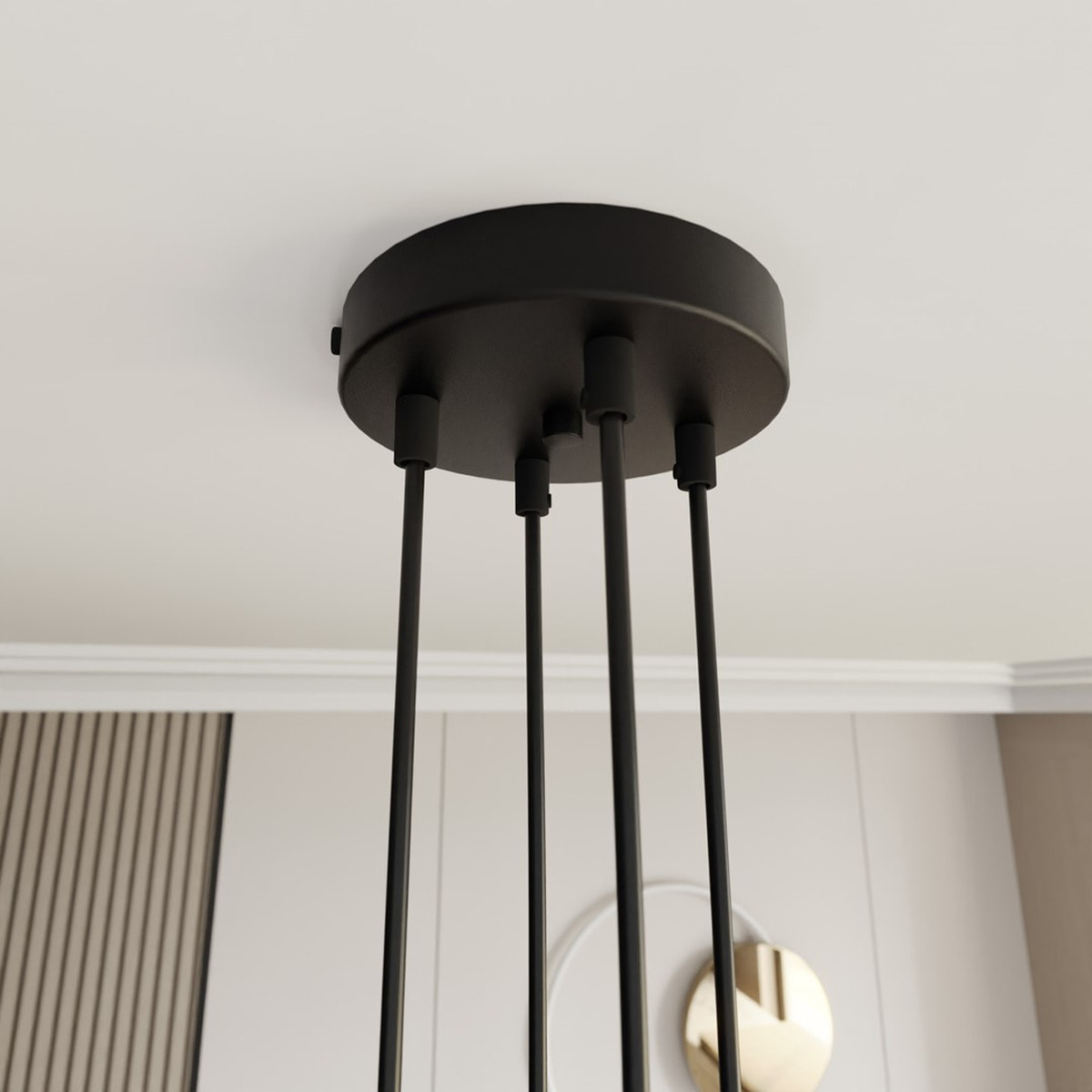 Lampada a sospensione MOTIF in acciaio nero e tessuto beige