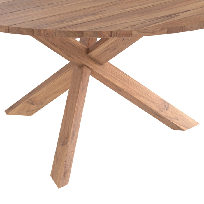 Table ronde 6-8 personnes en bois de teck recyclé D150 cm - Laure
