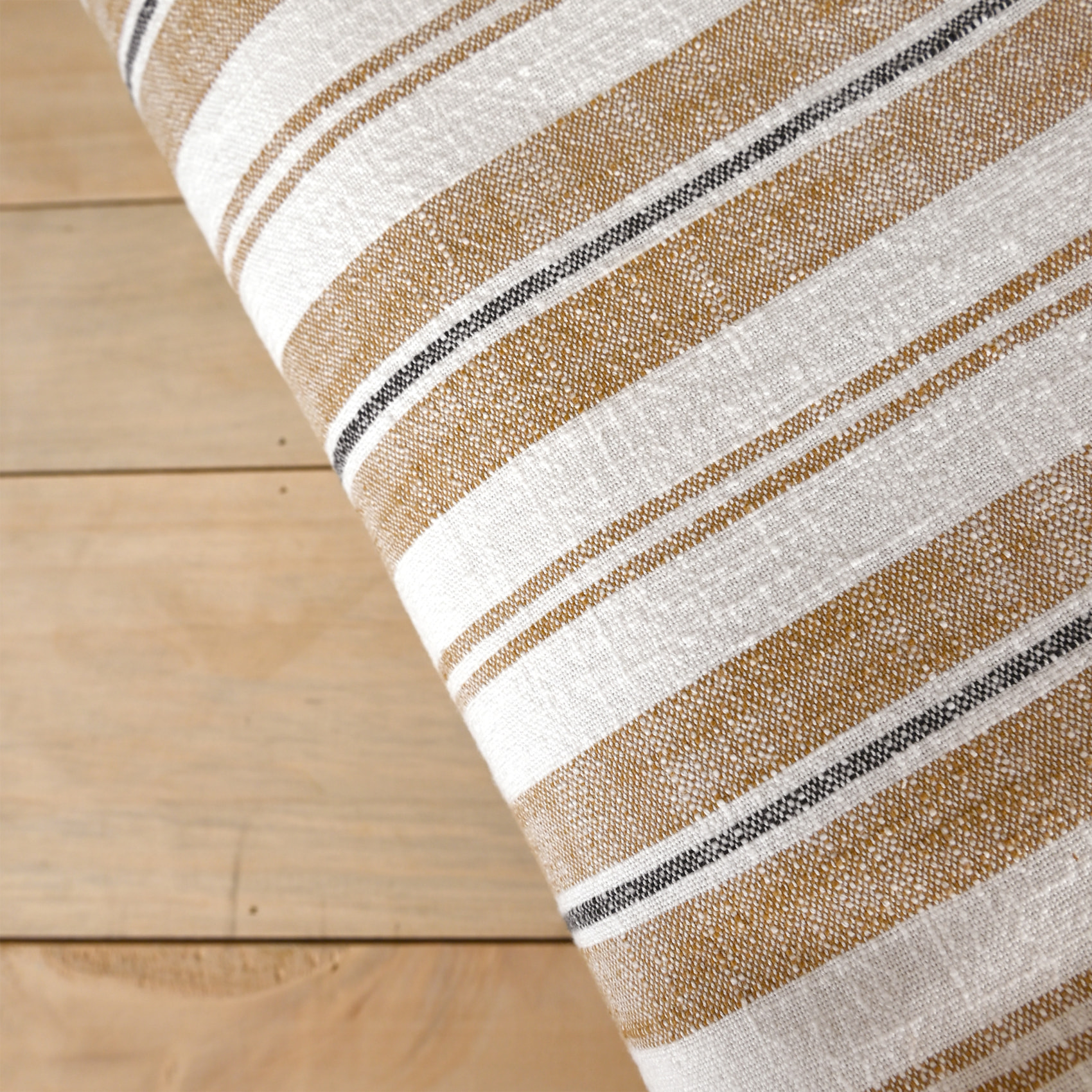 Édredon 100% coton rayures tapissier deux faces LOURMARIN - Jaune Ocre