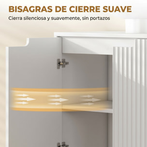 Mueble Bajo Lavabo, Mueble de Baño con Puertas de Cierre Suave y Diseño Acanalado, 2 Estantes, para Lavabo con o sin Pedestal, 60x30x60 cm, Blanco