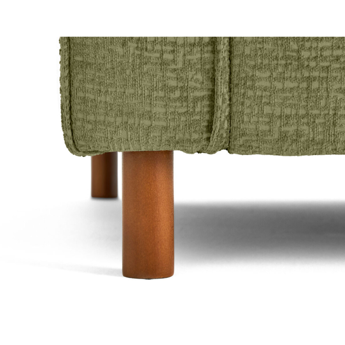 Jake - pouf en tissu velours relief - pieds en bois foncé - Vert
