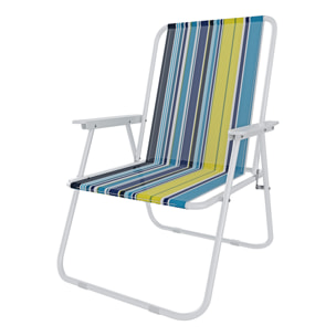 Sedia Pieghevole Da Spiaggia Campeggio Camping Leggera E Resistente In Metallo In Tessuto Oxford 600D Con Braccioli Seggiola Pesca Multicolore Giallo