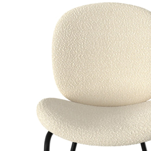Lot de 2 chaises en tissu bouclé beige et pieds en métal noir - Iris