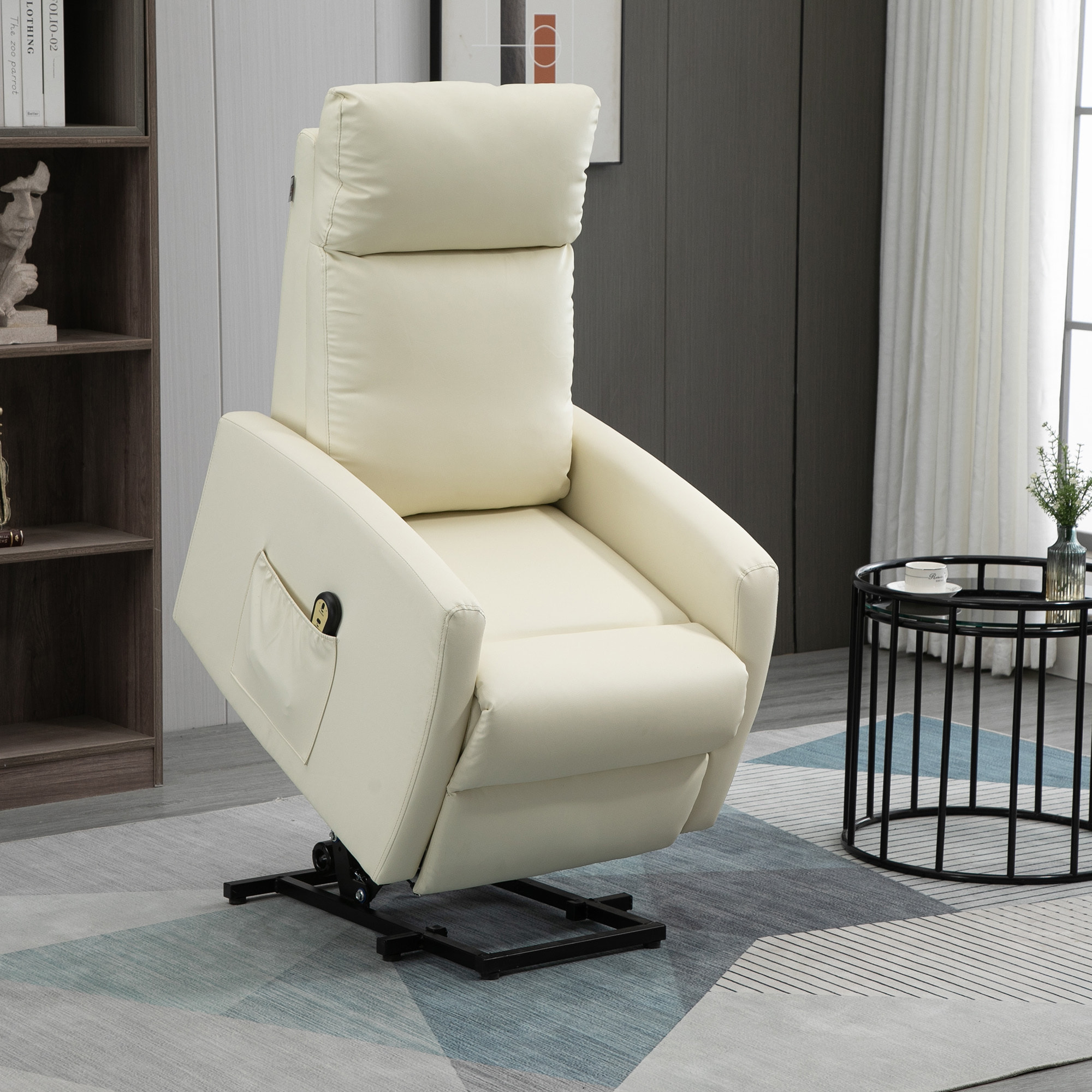 Sillón Levanta Personas Sillón Relax Eléctrico Sillón Elevador Reclinable 145° con Control Remoto Reposapiés para Personas Mayores 67x95x105 cm Crema