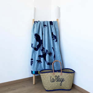 Serviette de plage éponge velours Jacquard - Pogona - 100x175cm - 470g/m²
