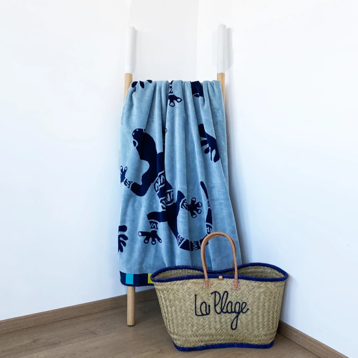 Serviette de plage éponge velours Jacquard - Pogona - 100x175cm - 470g/m²