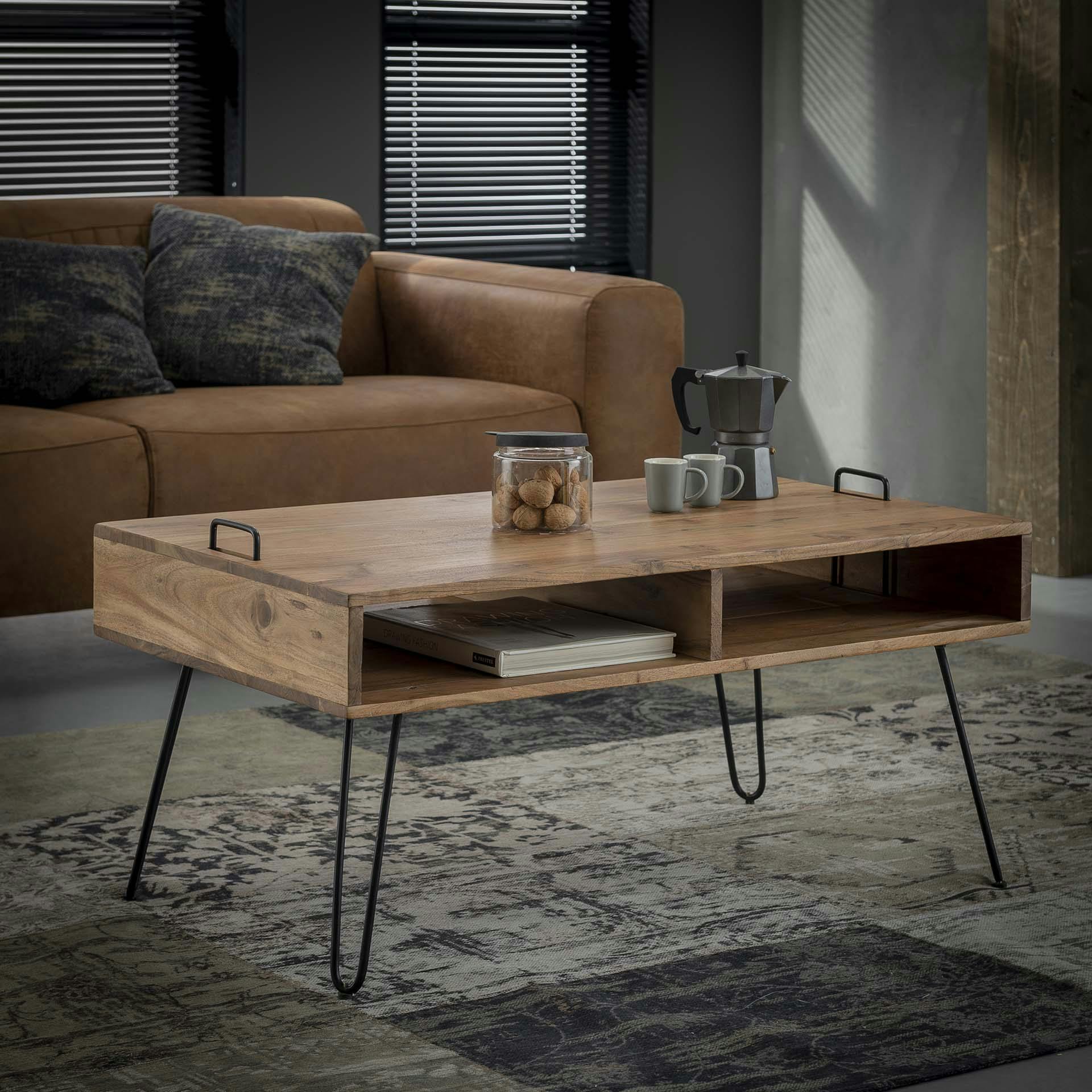 Table basse scandinave bois massif 100 cm MELBOURNE