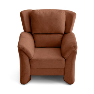 Bastille - fauteuil en tissu velours relief - Terracotta