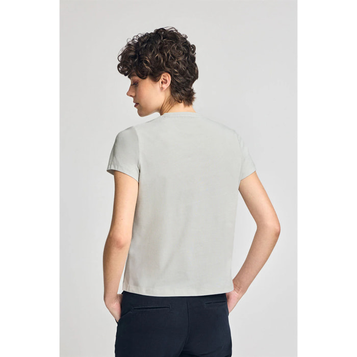 Maglietta grigio chiaro a girocollo e ricamo Rigby Go