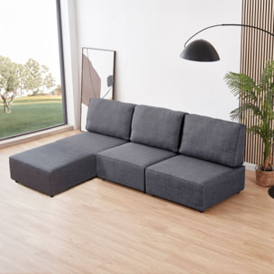 Sofá modular con chaiselongue 3 plazas Cubiq Gris