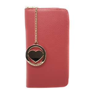 Chicca Borse Portafogli Lungo Donna in Pelle Rosso Corallo