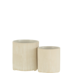 J-Line cache-pot Maria Rond - céramique - blanc - large - Ø 14.5 cm