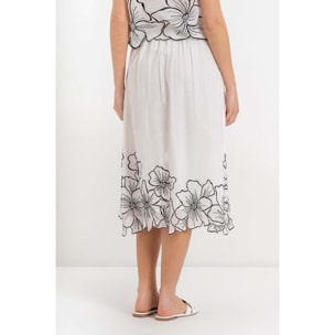 Kocca - Gonna in cotone con motivo floreale e vita elasticizzata Donna