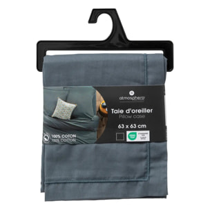 Taie d'oreiller "Carina" coton 63x63cm bleu orage