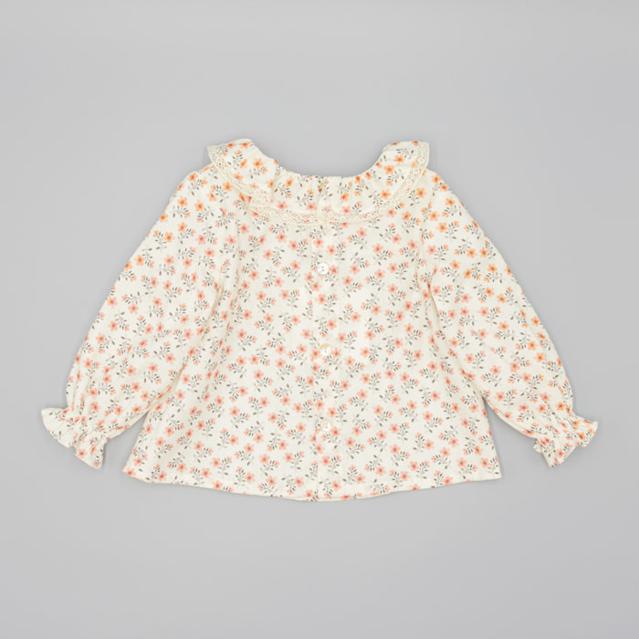 Camisa Rosa De Viella Con Estampado Floral