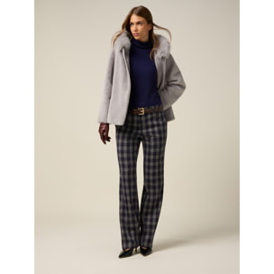 Oltre - Pantaloni gamba dritta in flanella check - Blu