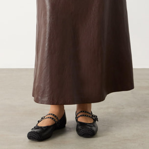 Bailarina plana Gina en napa con cierre de hebilla