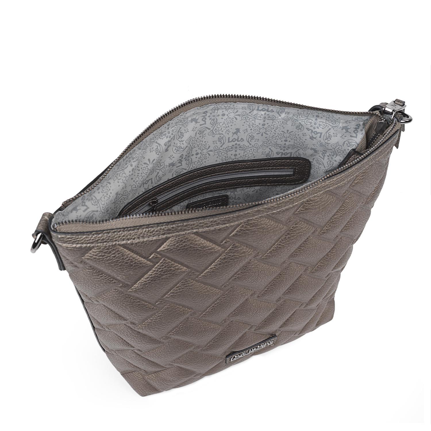 Bolso Hobo-Hombro Lois Dewey Plata Oscuro