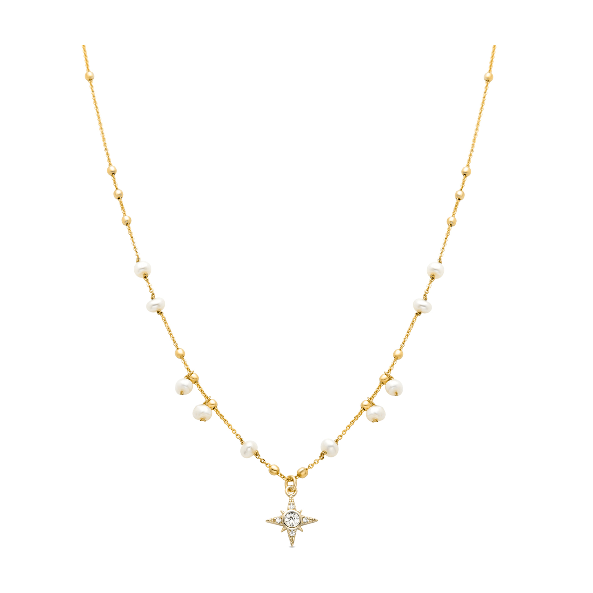 Collar de Perla Blanca acabado en oro amarillo de 18K