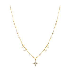 Collar de Perla Blanca acabado en oro amarillo de 18K
