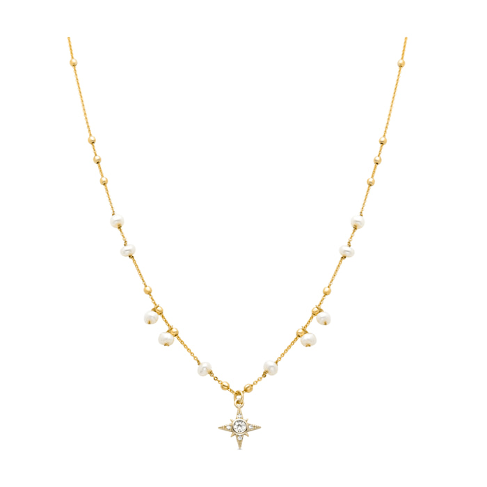 Collar de Perla Blanca acabado en oro amarillo de 18K