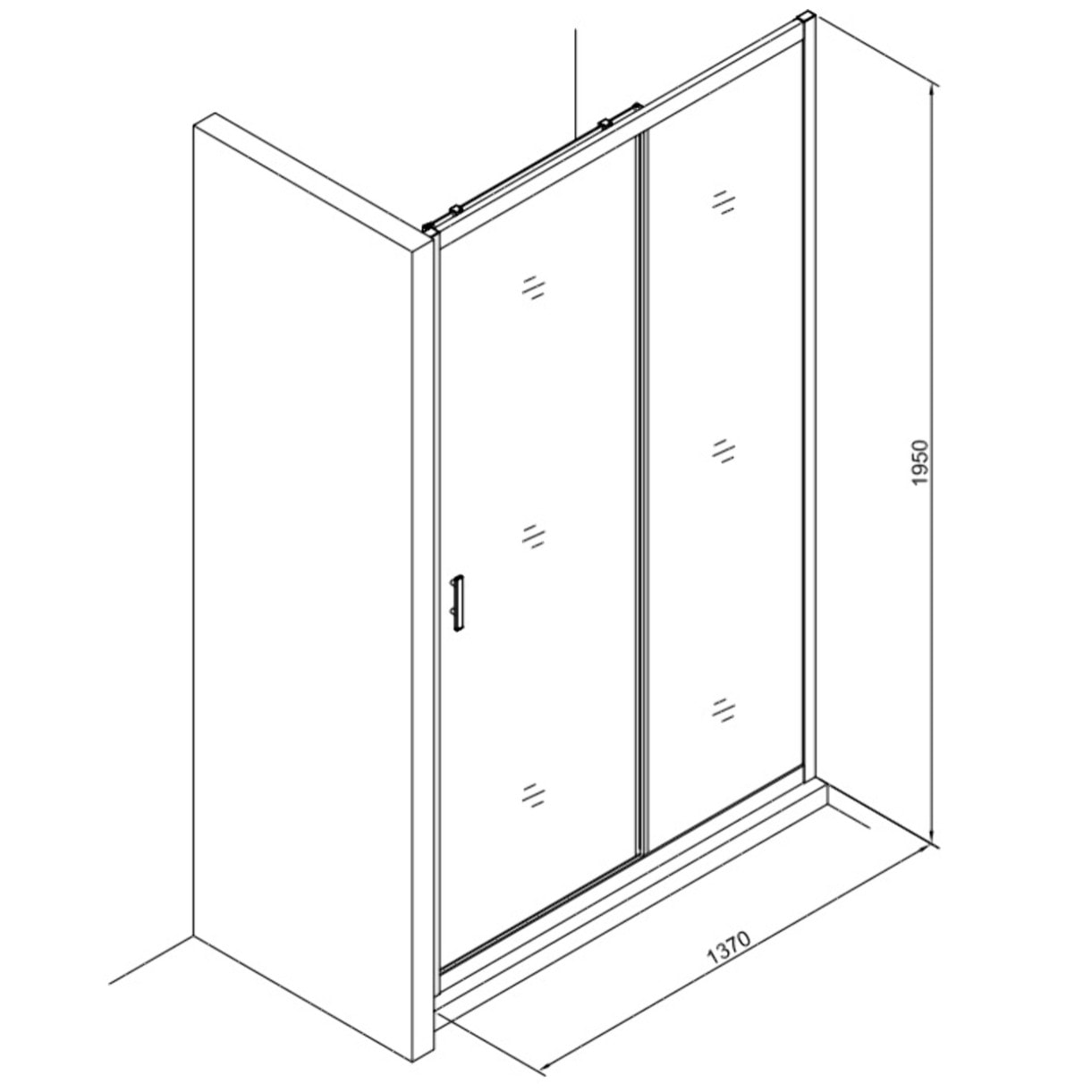 Tex Porte coulissante de douche verre trempé transparent avec glissières silencieuses 140x195cm, Chrome (SIKOTEXD140CRT)