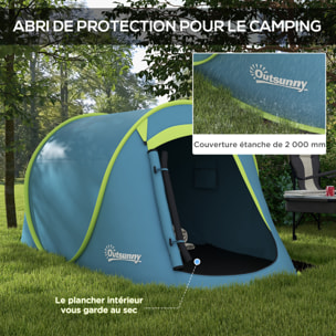 Tente de camping automatique pop-up 2-3 pers. étanchéité 2000 mm sac bleu
